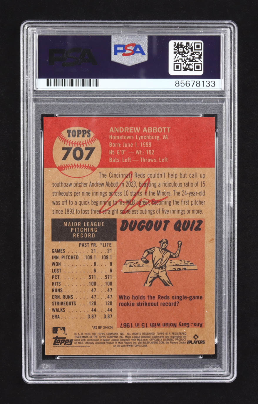 Andrew Abbott Signed 2024 Topps Living Black Bio Text #707 RC (PSA) at PristineAuction.com Andrew Abbott Signed 2024 Topps Living Black Bio Text #707 RC (PSA) at PristineAuction.com