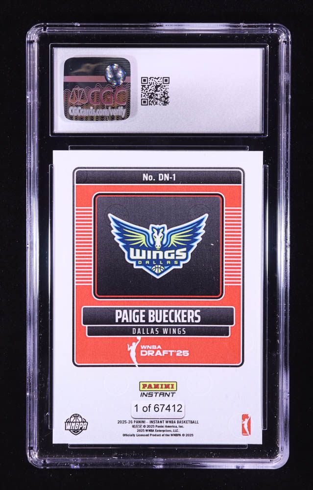 Paige Bueckers 2025 Panini Instant WNBA Draft Night #DN1 RC (CGC 10) at PristineAuction.com Paige Bueckers 2025 Panini Instant WNBA Draft Night #DN1 RC (CGC 10) at PristineAuction.com