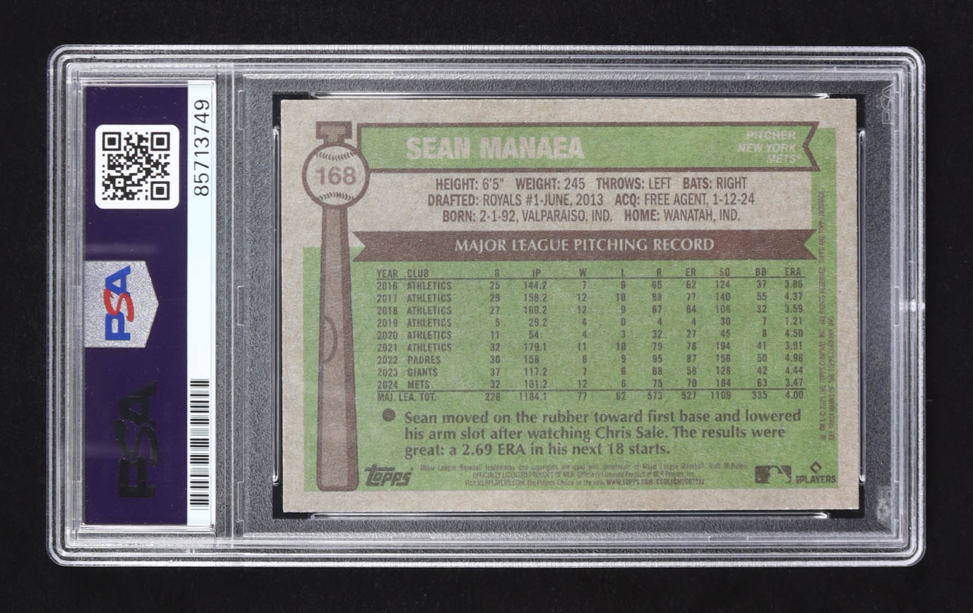Sean Manaea Signed 2025 Topps Heritage #168 (PSA) at PristineAuction.com Sean Manaea Signed 2025 Topps Heritage #168 (PSA) at PristineAuction.com