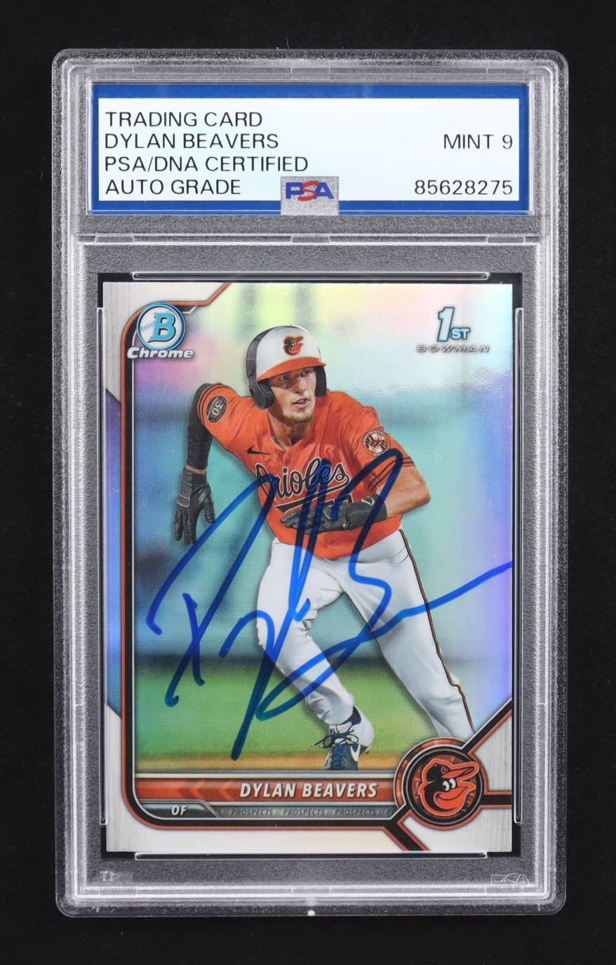Dylan Beavers Signed 2023 Topps Bowman Draft Chrome Refractor #BDC-160 RC (PSA | Autograph Graded PSA 9) at PristineAuction.com Dylan Beavers Signed 2023 Topps Bowman Draft Chrome Refractor #BDC-160 RC (PSA | Autograph Graded PSA 9) at PristineAuction.com