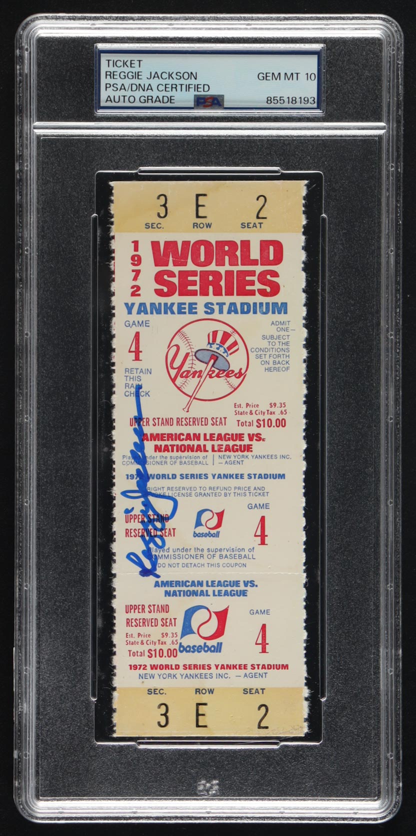 Reggie Jackson Signed 1972 Original World Series Game Ticket (PSA Auto 10) at PristineAuction.com Reggie Jackson Signed 1972 Original World Series Game Ticket (PSA Auto 10) at PristineAuction.com