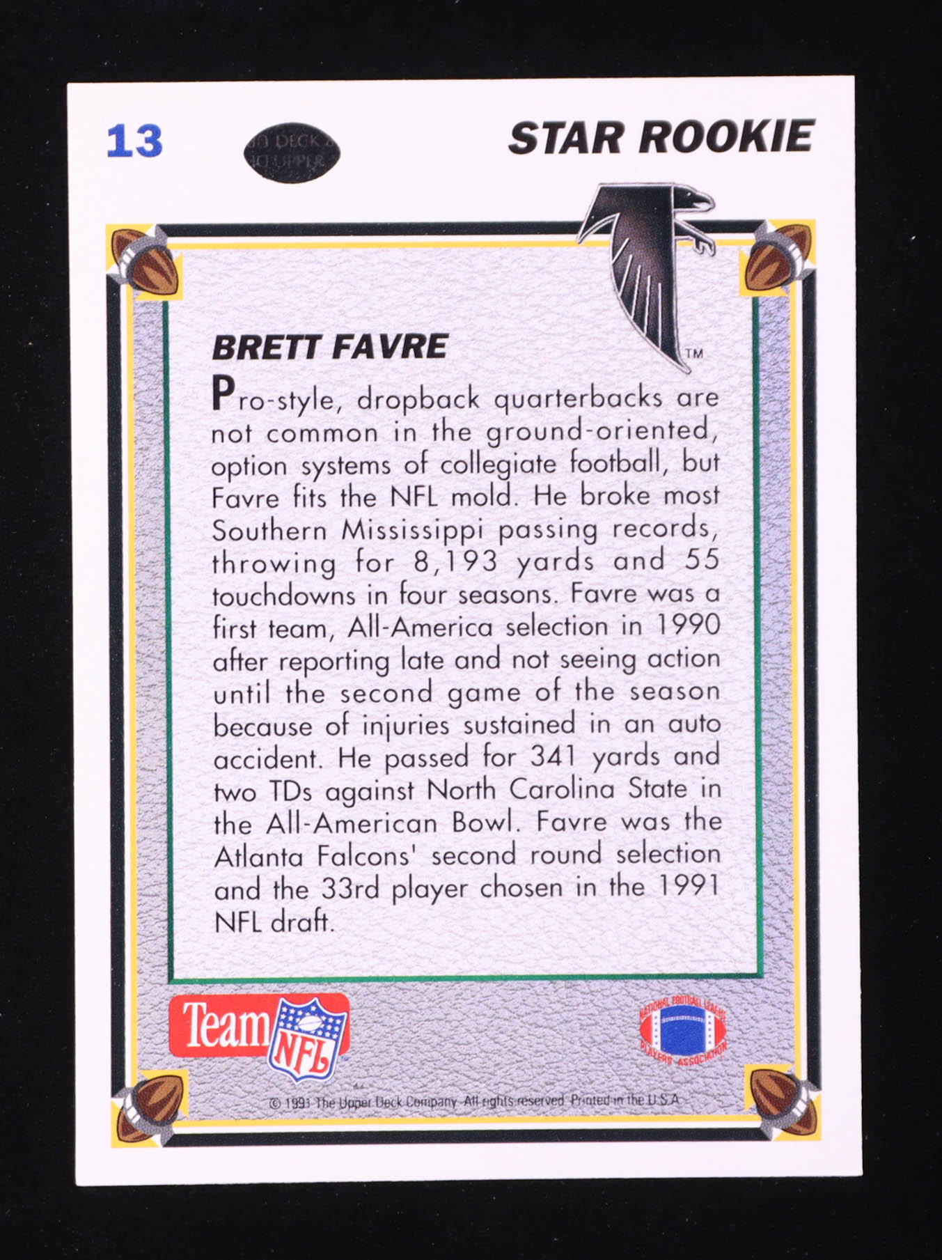 Brett Favre 1991 Upper Deck #13 RC at PristineAuction.com Brett Favre 1991 Upper Deck #13 RC at PristineAuction.com