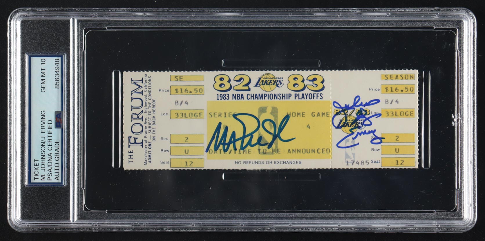 Magic Johnson & Julius Erving Signed 1981-82 NBA Playoffs Original Game Ticket (PSA Auto 10) at PristineAuction.com Magic Johnson & Julius Erving Signed 1981-82 NBA Playoffs Original Game Ticket (PSA Auto 10) at PristineAuction.com