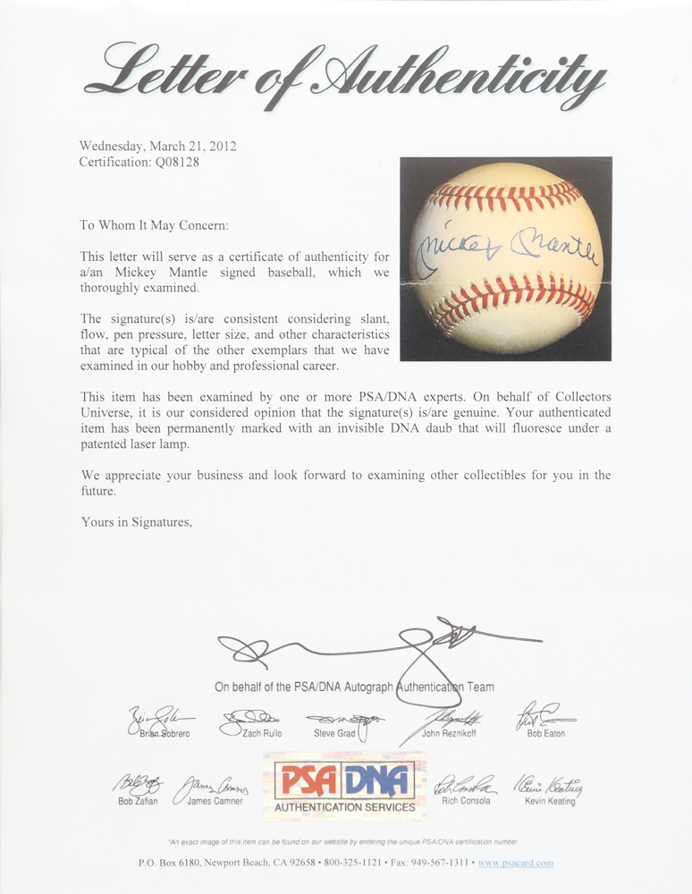 Mickey Mantle Signed OAL Baseball (PSA) at PristineAuction.com Mickey Mantle Signed OAL Baseball (PSA) at PristineAuction.com