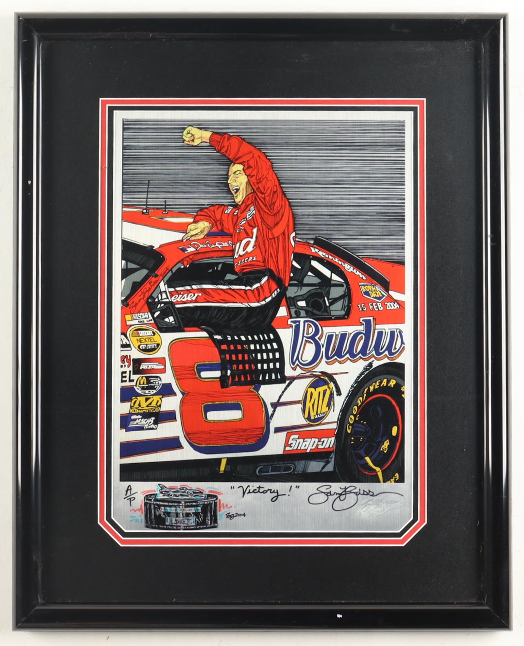 Sam Bass Signed NASCAR LE "Victory!" Custom Framed Art Print Display (Beckett) at PristineAuction.com Sam Bass Signed NASCAR LE "Victory!" Custom Framed Art Print Display (Beckett) at PristineAuction.com