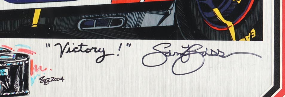 Sam Bass Signed NASCAR LE "Victory!" Custom Framed Art Print Display (Beckett) at PristineAuction.com Sam Bass Signed NASCAR LE "Victory!" Custom Framed Art Print Display (Beckett) at PristineAuction.com