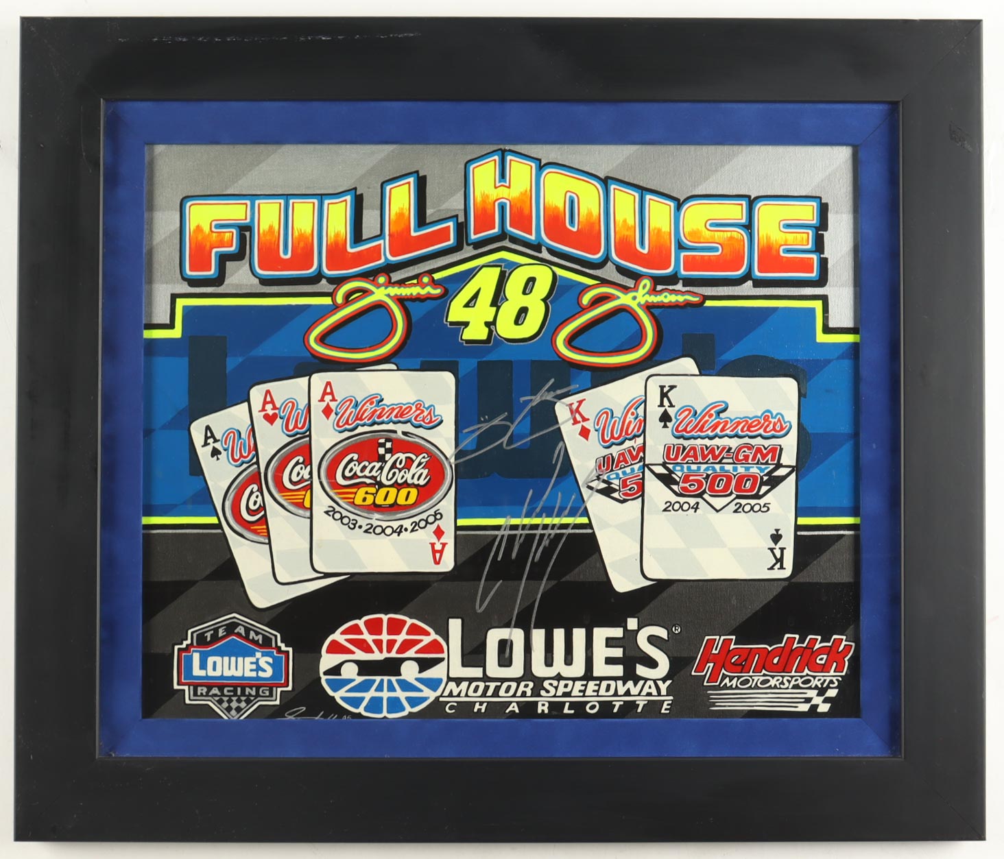 Jimmie Johnson & Chad Knaus Signed NASCAR "Full House" Custom Framed Canvas Print Display (Beckett) at PristineAuction.com Jimmie Johnson & Chad Knaus Signed NASCAR "Full House" Custom Framed Canvas Print Display (Beckett) at PristineAuction.com