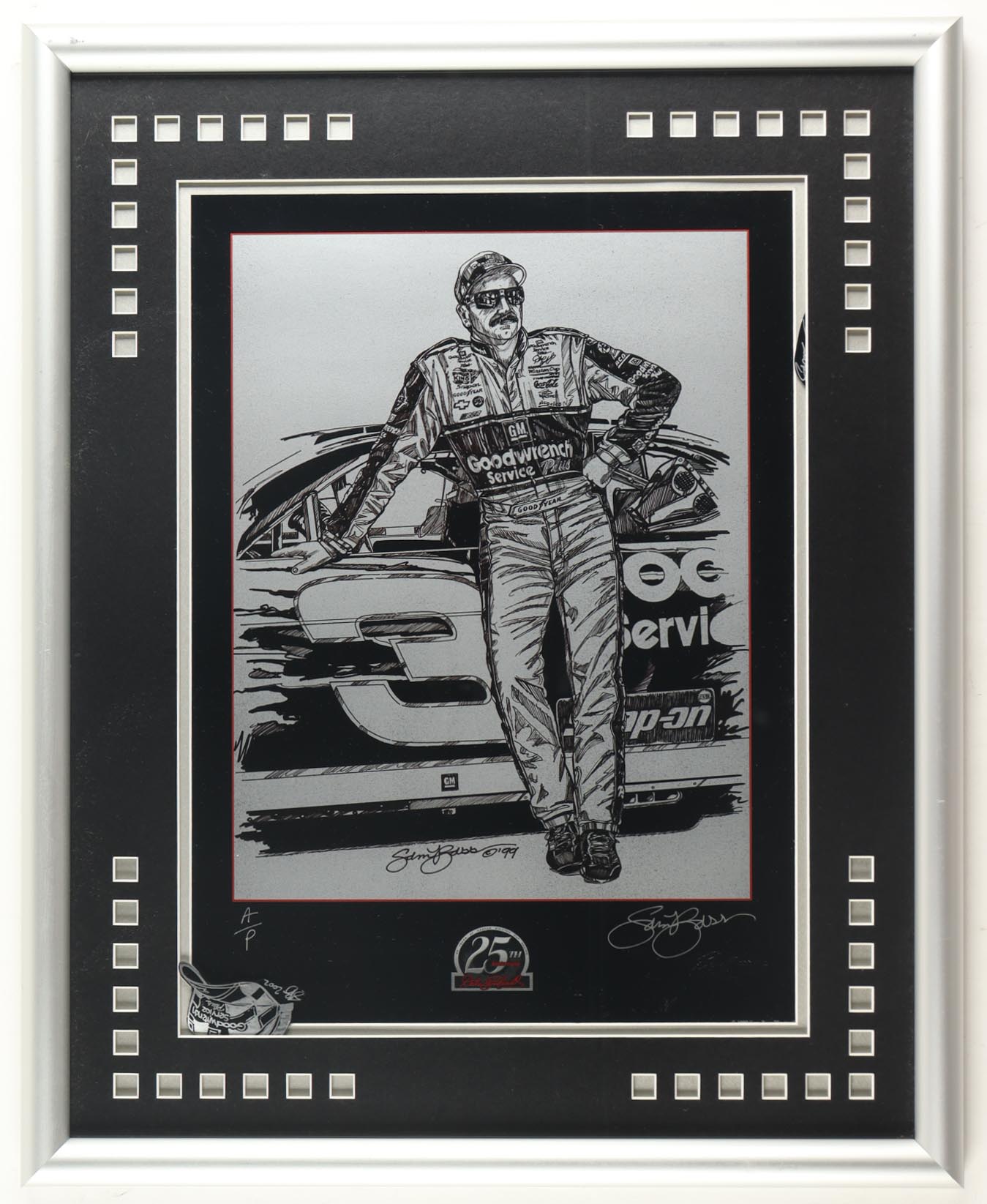 Sam Bass Signed NASCAR LE "25th Anniversary" Custom Framed Art Print Display (Beckett) at PristineAuction.com Sam Bass Signed NASCAR LE "25th Anniversary" Custom Framed Art Print Display (Beckett) at PristineAuction.com