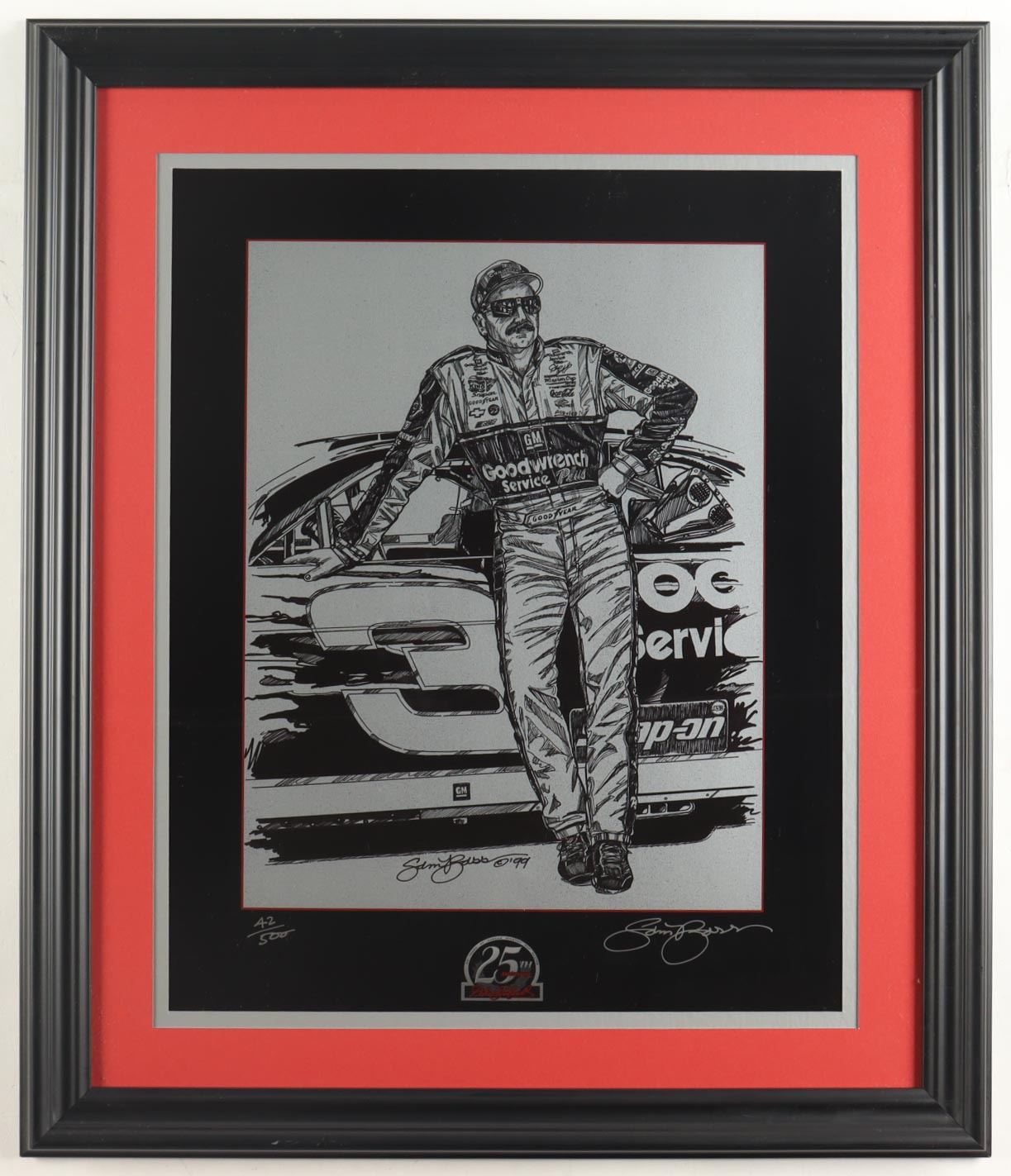 Sam Bass Signed NASCAR LE "25th Anniversary" Custom Framed Art Print Display (Beckett) at PristineAuction.com Sam Bass Signed NASCAR LE "25th Anniversary" Custom Framed Art Print Display (Beckett) at PristineAuction.com