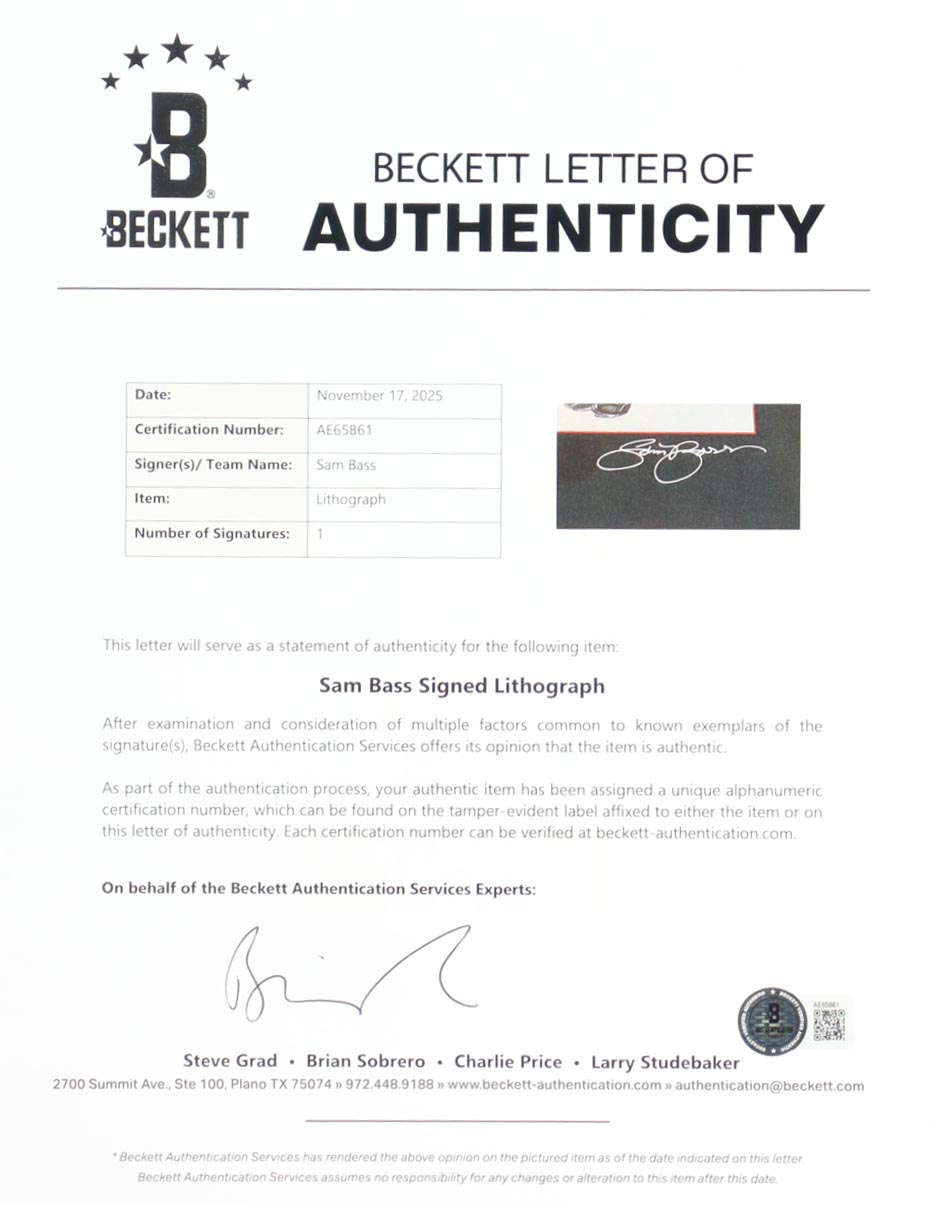 Sam Bass Signed NASCAR LE "25th Anniversary" Custom Framed Art Print Display (Beckett) at PristineAuction.com Sam Bass Signed NASCAR LE "25th Anniversary" Custom Framed Art Print Display (Beckett) at PristineAuction.com