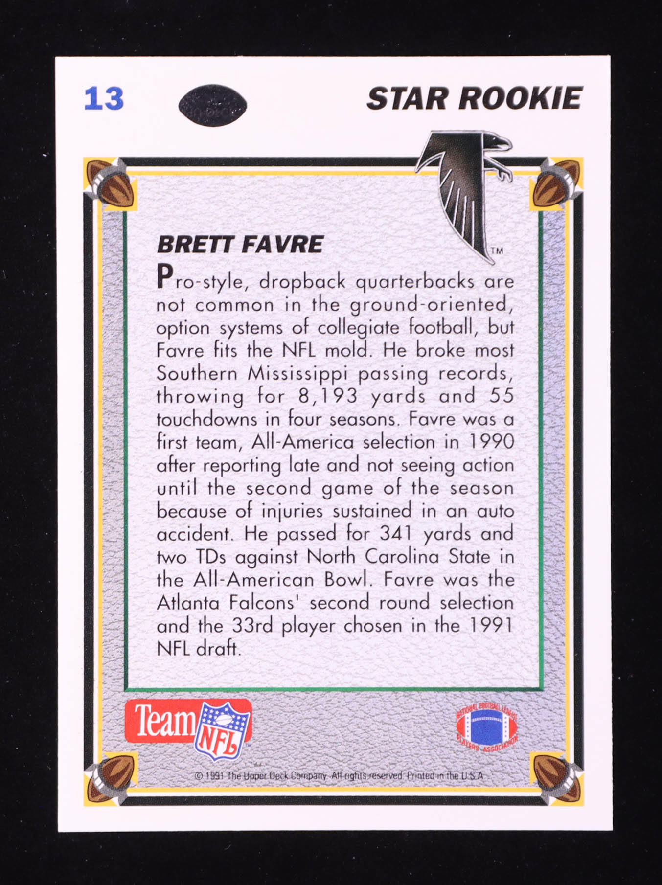 Brett Favre 1991 Upper Deck #13 RC at PristineAuction.com Brett Favre 1991 Upper Deck #13 RC at PristineAuction.com