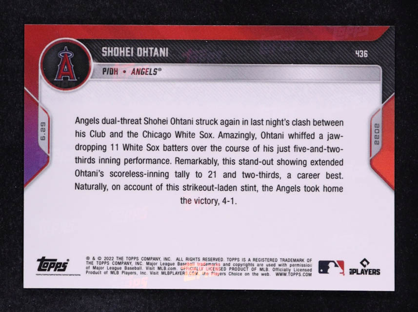 Shohei Ohtani 2022 Topps Now #436 at PristineAuction.com Shohei Ohtani 2022 Topps Now #436 at PristineAuction.com