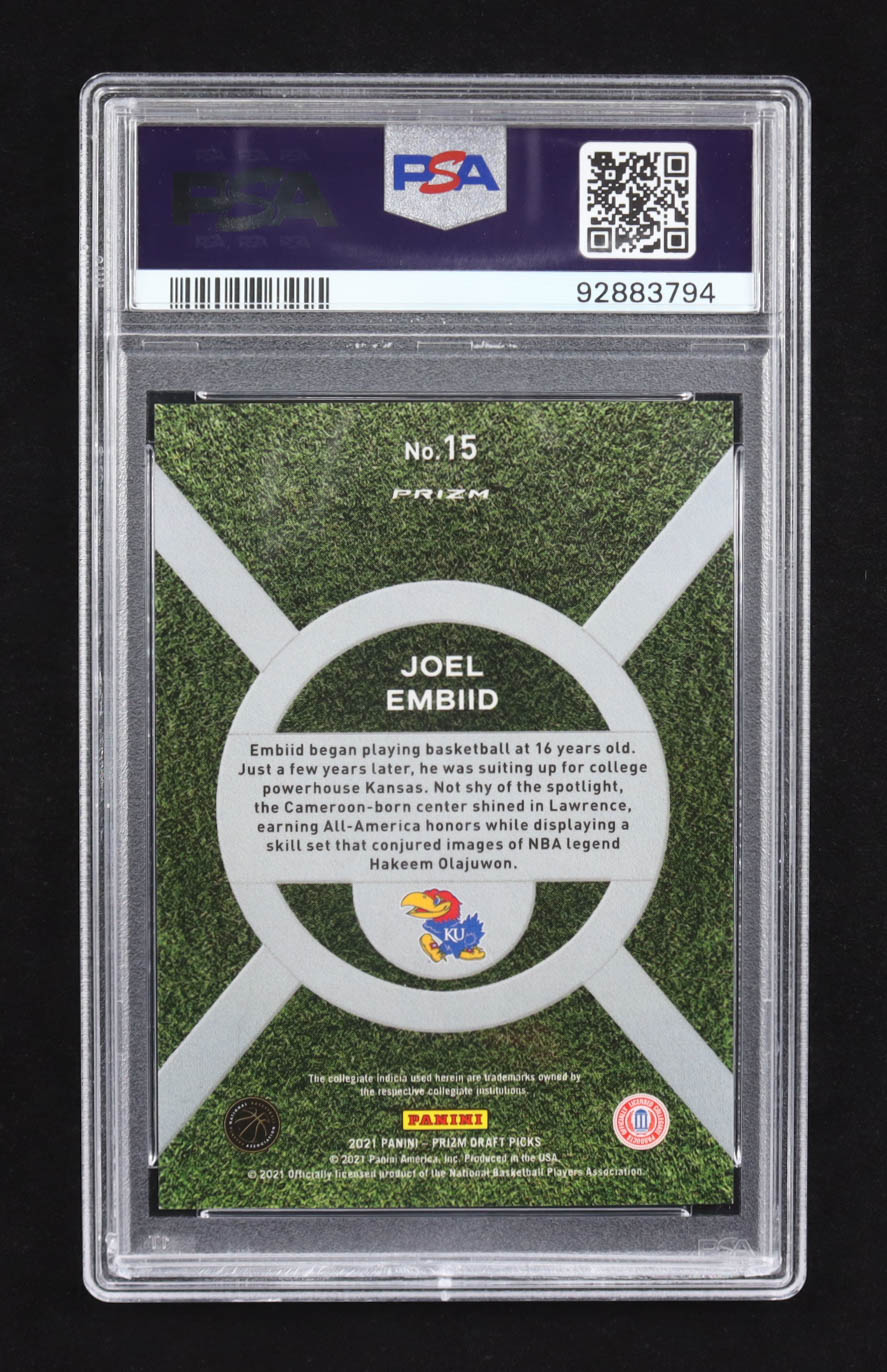 Joel Embiid 2021 Panini Prizm Draft Picks On Campus #15 (PSA 9) at PristineAuction.com Joel Embiid 2021 Panini Prizm Draft Picks On Campus #15 (PSA 9) at PristineAuction.com