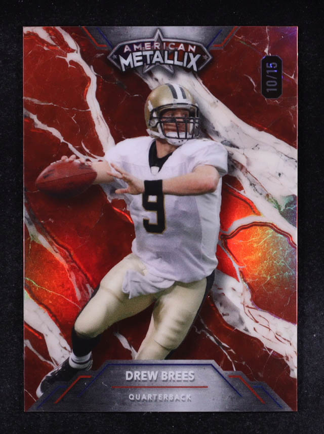 Drew Brees 2023 Wild Card American Metallix Wild Marble Red White Rainbow Foil #WMM-DB #10/15 at PristineAuction.com Drew Brees 2023 Wild Card American Metallix Wild Marble Red White Rainbow Foil #WMM-DB #10/15 at PristineAuction.com
