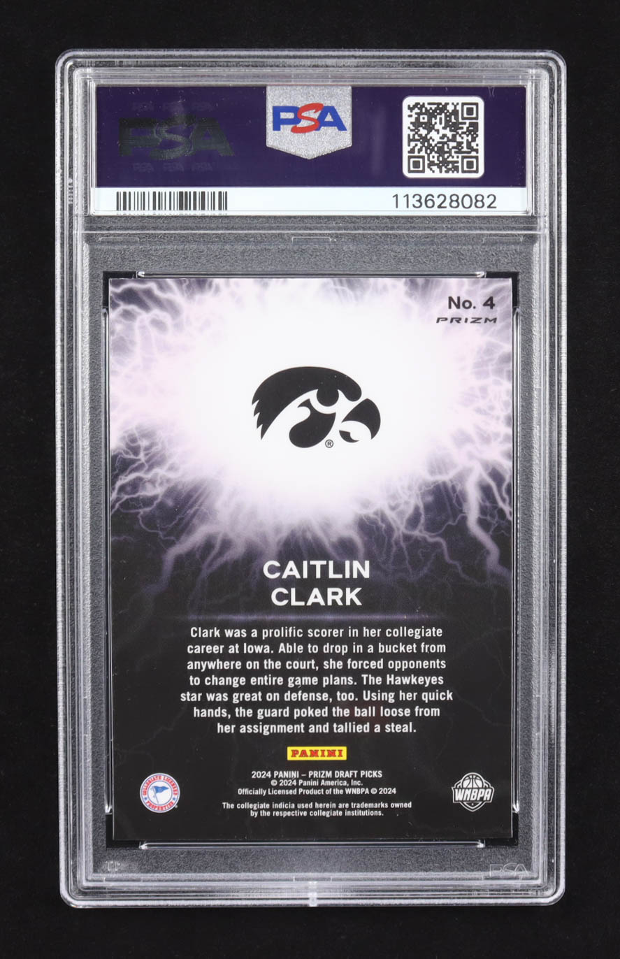 Caitlin Clark 2024 Panini Prizm Draft Picks High Voltage #4 RC (PSA 8) at PristineAuction.com Caitlin Clark 2024 Panini Prizm Draft Picks High Voltage #4 RC (PSA 8) at PristineAuction.com