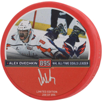 Alexander Ovechkin Signed Capitals "Goal 895" Logo Hockey Puck (Fanatics) at PristineAuction.com
