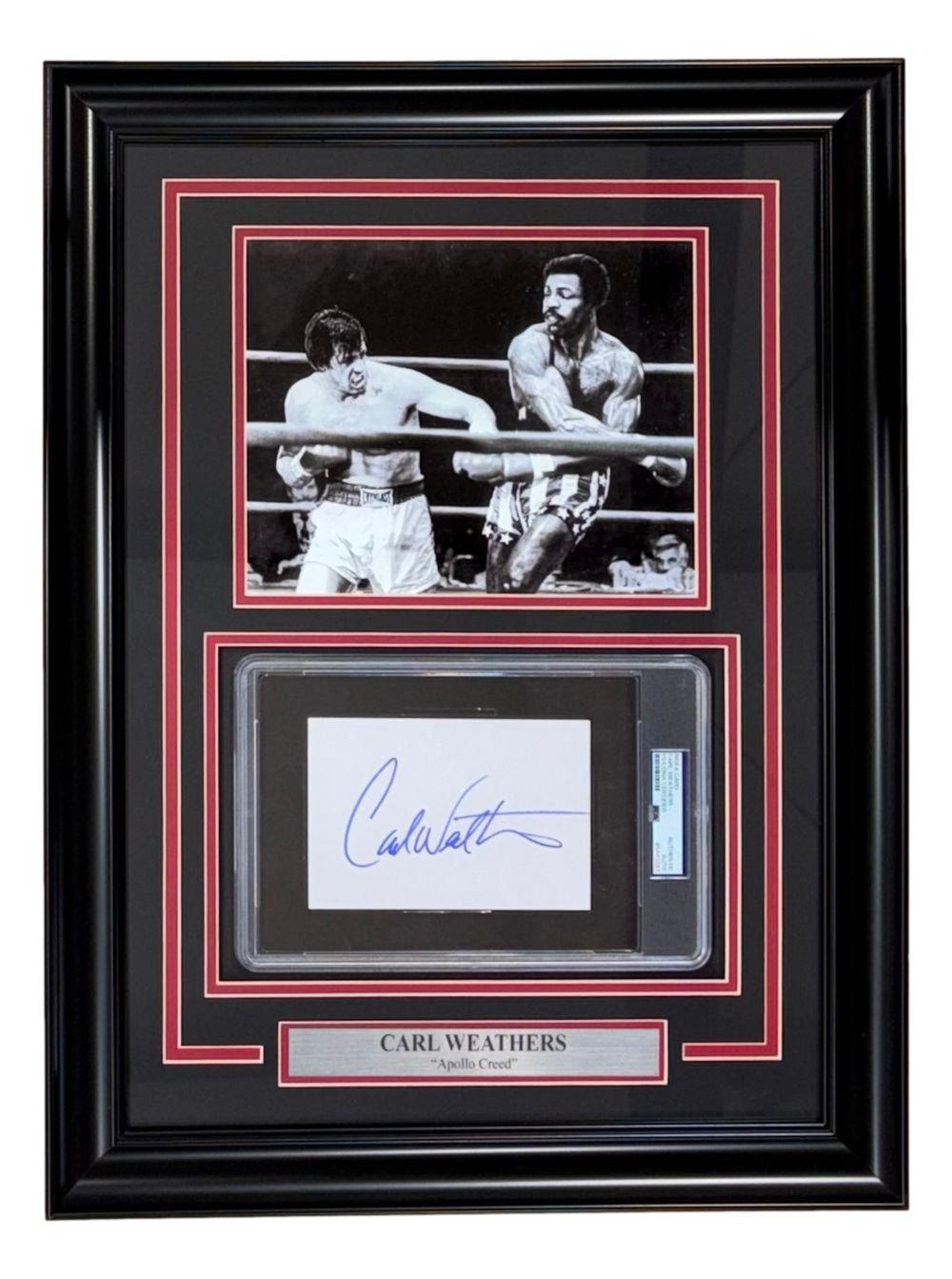 Carl Weathers Signed "Rocky" Custom Framed Index Card Display (PSA) at PristineAuction.com Carl Weathers Signed "Rocky" Custom Framed Index Card Display (PSA) at PristineAuction.com