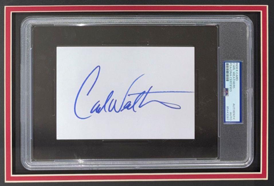 Carl Weathers Signed "Rocky" Custom Framed Index Card Display (PSA) at PristineAuction.com Carl Weathers Signed "Rocky" Custom Framed Index Card Display (PSA) at PristineAuction.com