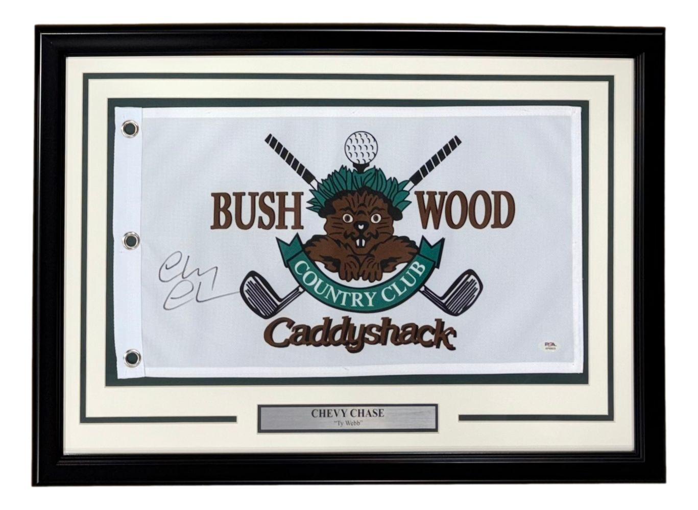 Chevy Chase Signed "Caddyshack" Custom Framed Bushwood Country Club Pin Flag (PSA) at PristineAuction.com Chevy Chase Signed "Caddyshack" Custom Framed Bushwood Country Club Pin Flag (PSA) at PristineAuction.com