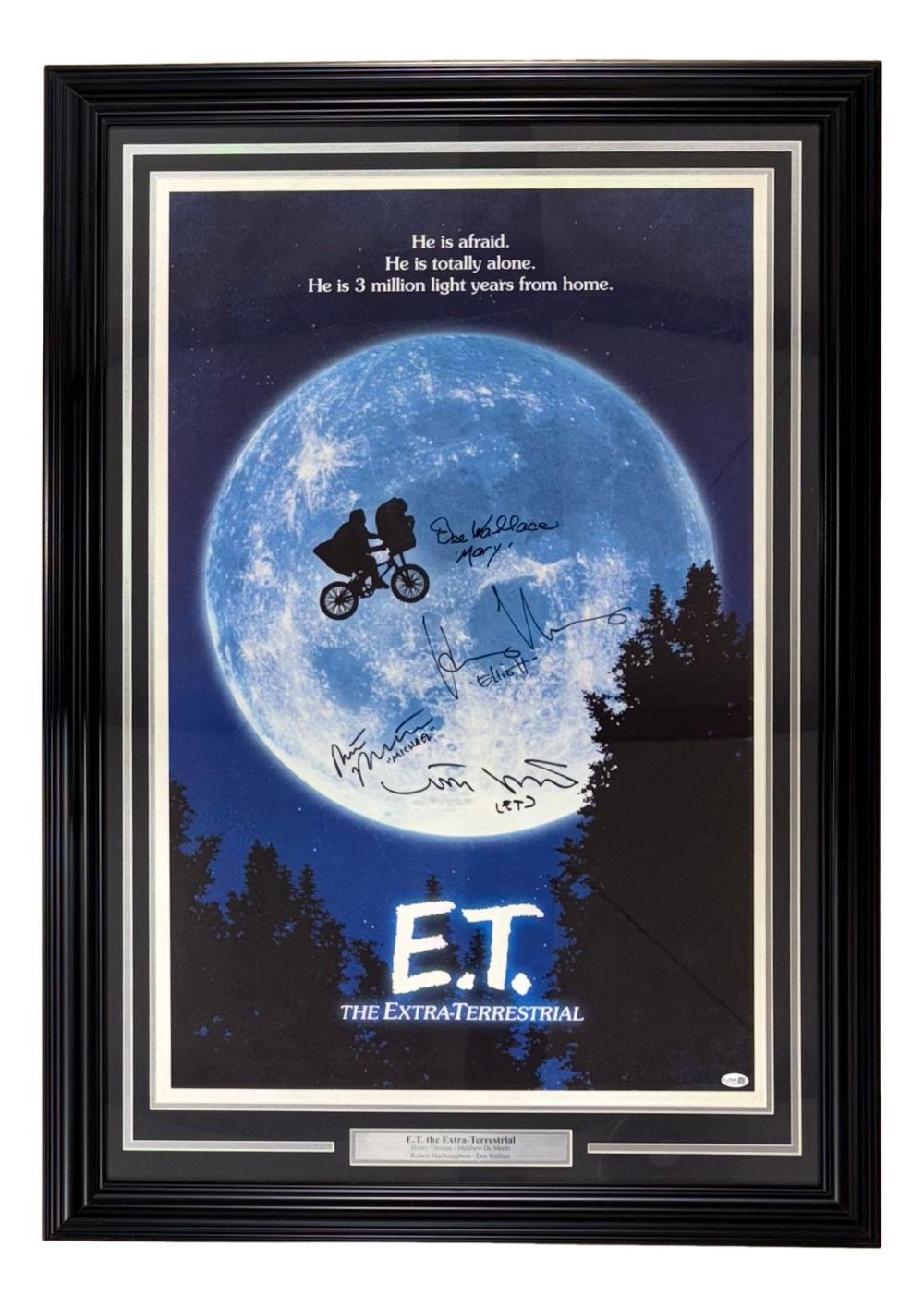 "E.T. the Extra-Terrestrial" Custom Framed Poster Cast-Signed & Inscribed by (4) with Henry Thomas, Matthew De Merritt, Robert MacNaughton & Dee Wallace (JSA) at PristineAuction.com "E.T. the Extra-Terrestrial" Custom Framed Poster Cast-Signed & Inscribed by (4) with Henry Thomas, Matthew De Merritt, Robert MacNaughton & Dee Wallace (JSA) at PristineAuction.com