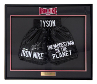 Mike Tyson Signed Custom Framed Boxing Shorts Display (JSA & Tyson) at PristineAuction.com