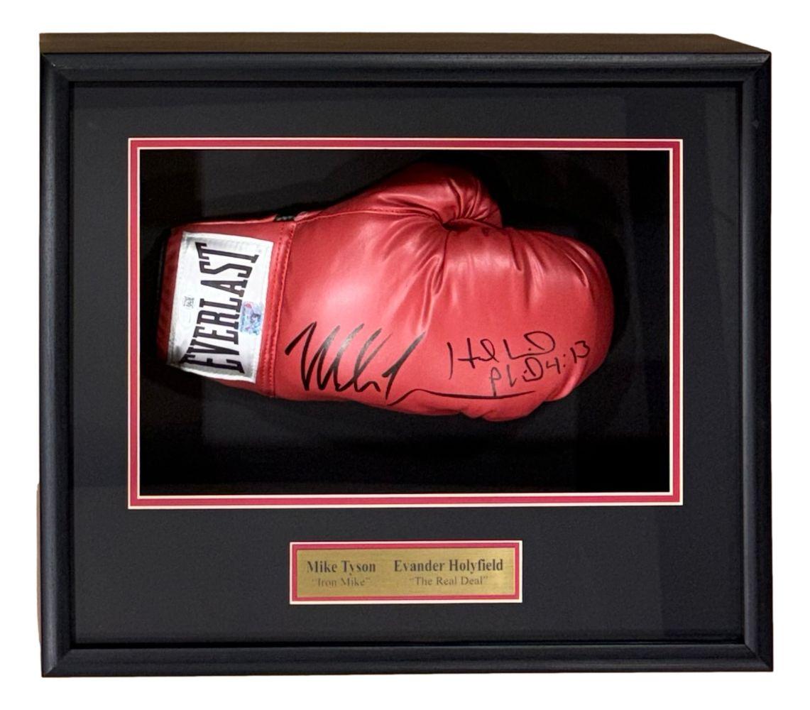 Mike Tyson & Evander Holyfield Signed Cleto Reyes Boxing Glove Shadowbox Display (JSA) at PristineAuction.com Mike Tyson & Evander Holyfield Signed Cleto Reyes Boxing Glove Shadowbox Display (JSA) at PristineAuction.com