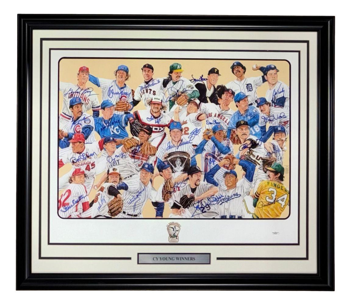 Jim Palmer, Tom Seaver, Whitey Ford, David Cone | MLB Cy Young Winners Custom Framed Lithograph Signed By (26) (JSA) at PristineAuction.com Jim Palmer, Tom Seaver, Whitey Ford, David Cone | MLB Cy Young Winners Custom Framed Lithograph Signed By (26) (JSA) at PristineAuction.com