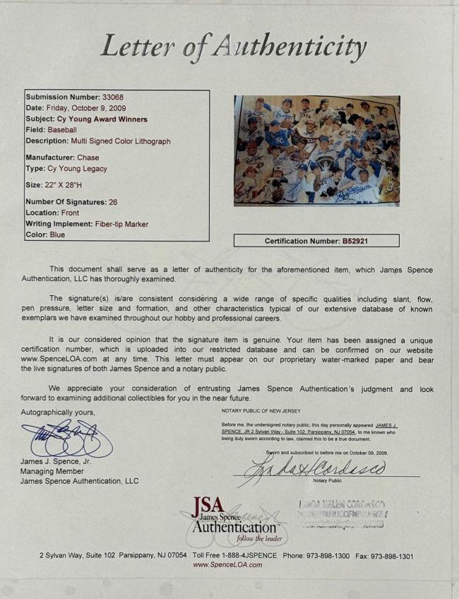 Jim Palmer, Tom Seaver, Whitey Ford, David Cone | MLB Cy Young Winners Custom Framed Lithograph Signed By (26) (JSA) at PristineAuction.com Jim Palmer, Tom Seaver, Whitey Ford, David Cone | MLB Cy Young Winners Custom Framed Lithograph Signed By (26) (JSA) at PristineAuction.com