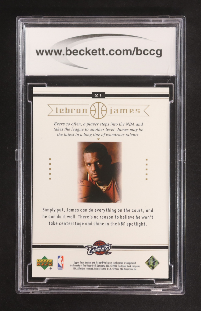 LeBron James 2003-04 Upper Deck LeBron James Box Set #21 RC (BCCG 10) at PristineAuction.com LeBron James 2003-04 Upper Deck LeBron James Box Set #21 RC (BCCG 10) at PristineAuction.com