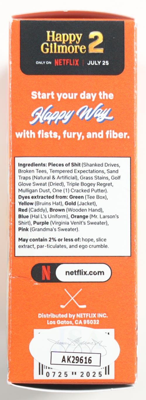 Adam Sandler Signed "Happy Gilmore" Mini Cereal Box (JSA) at PristineAuction.com Adam Sandler Signed "Happy Gilmore" Mini Cereal Box (JSA) at PristineAuction.com