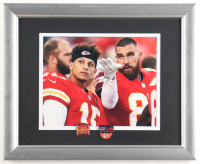 Patrick Mahomes & Travis Kelce Custom Framed Chiefs Photo Display with (2) Super Bowl Pins at PristineAuction.com