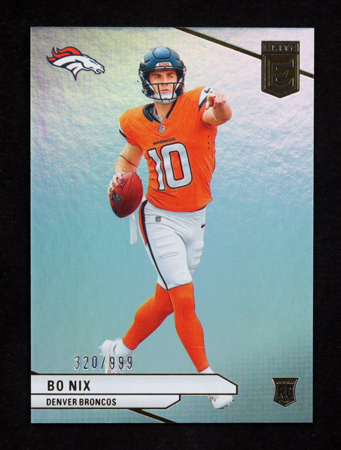 Bo Nix 2024 Elite #175 RC # 320 / 999 at PristineAuction.com Bo Nix 2024 Elite #175 RC # 320 / 999 at PristineAuction.com