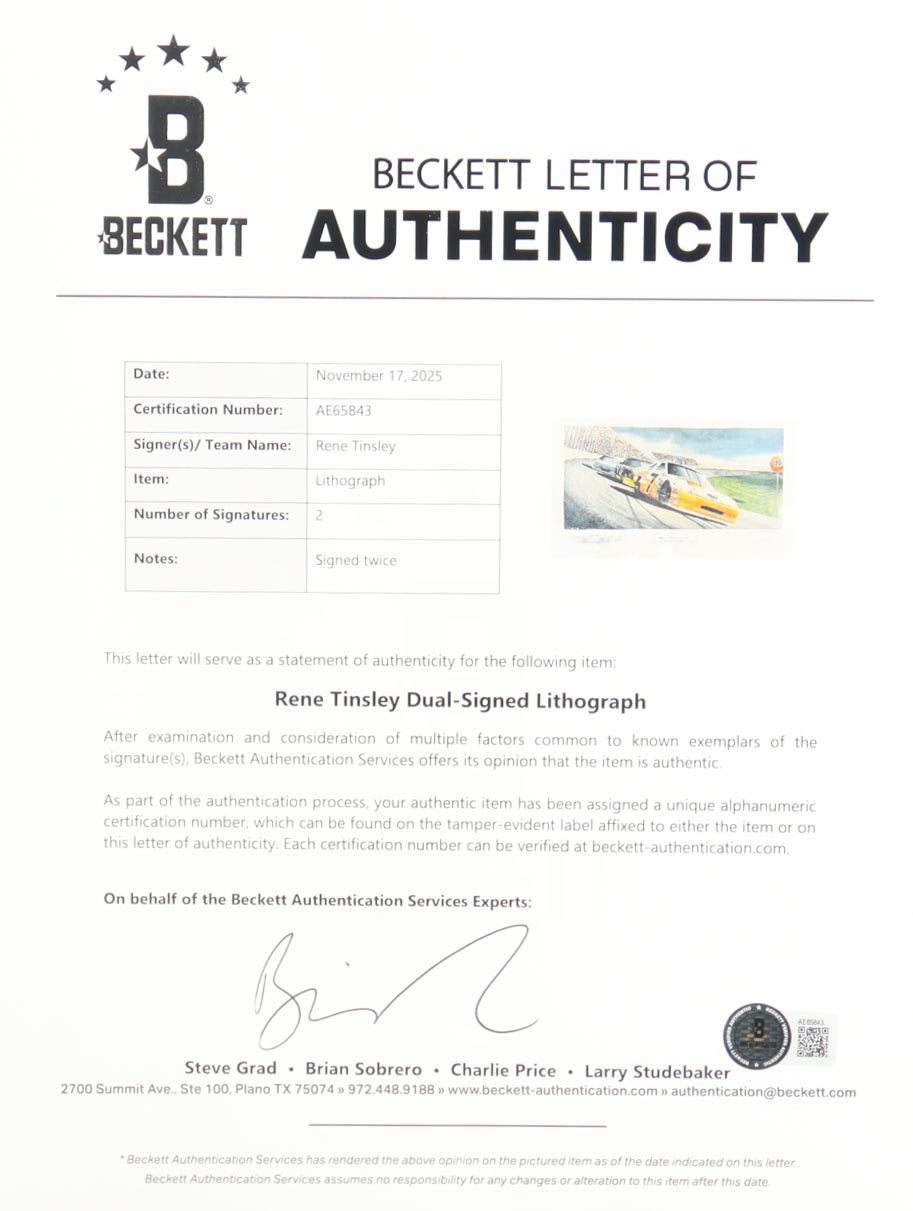 Rene Tinsley Twice-Signed LE "Midwest Stars Shine In Southern Sport" Custom Framed Lithograph Print Display (Beckett) at PristineAuction.com Rene Tinsley Twice-Signed LE "Midwest Stars Shine In Southern Sport" Custom Framed Lithograph Print Display (Beckett) at PristineAuction.com