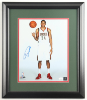 Giannis Antetokounmpo Signed Bucks Custom Framed Photo (JSA) at PristineAuction.com