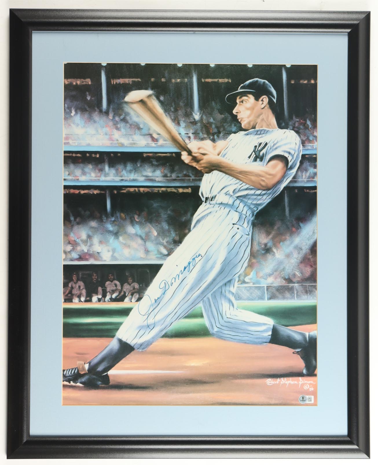Joe DiMaggio Signed Yankees Custom Framed Art Print (Beckett) at PristineAuction.com Joe DiMaggio Signed Yankees Custom Framed Art Print (Beckett) at PristineAuction.com
