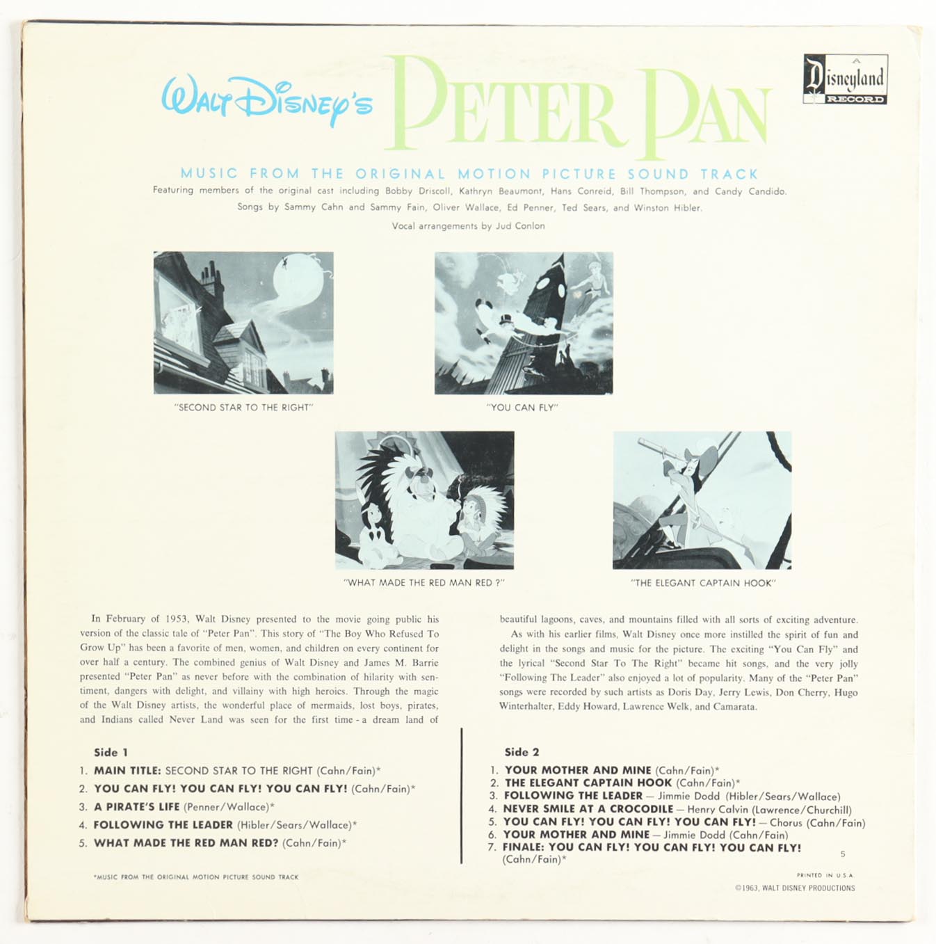 Walt Disney's 1963 "Peter Pan" Vinyl Record with Full Original Sleeve & Record Disc at PristineAuction.com Walt Disney's 1963 "Peter Pan" Vinyl Record with Full Original Sleeve & Record Disc at PristineAuction.com