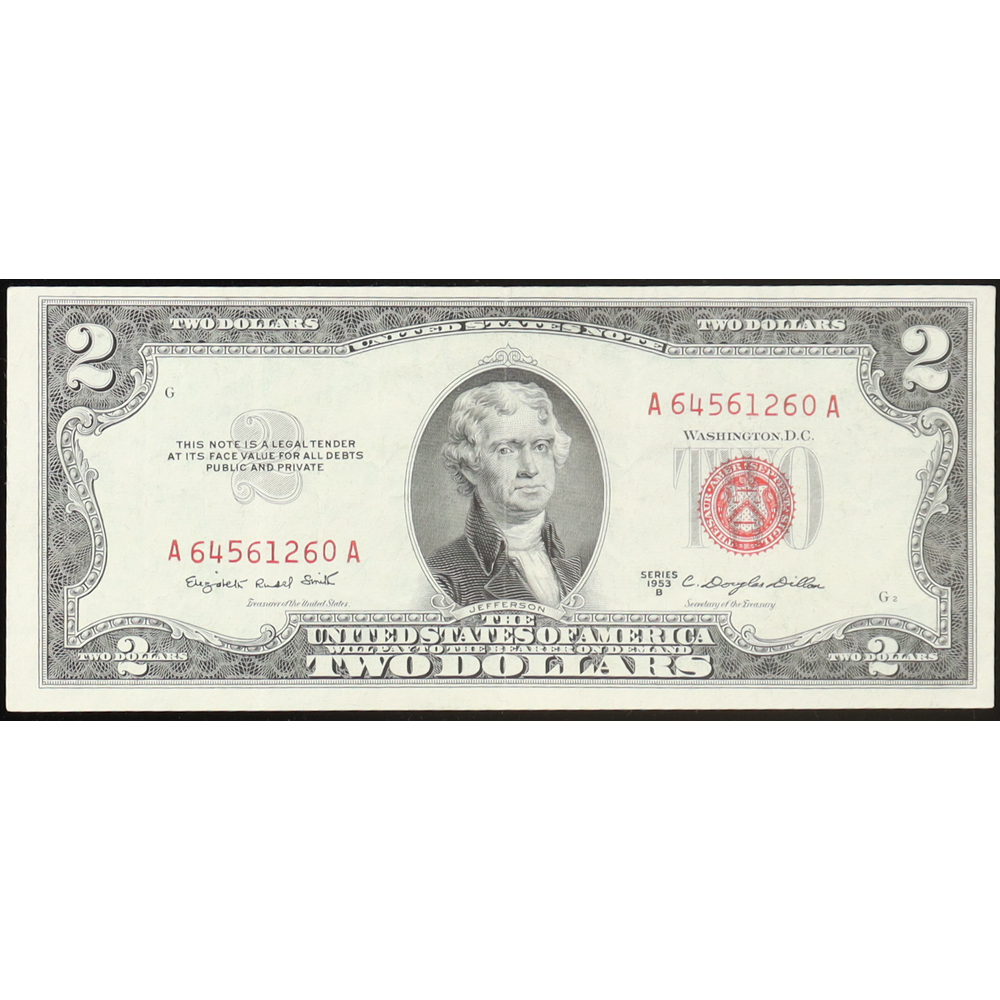 1953-B United States $2 Two Dollar Legal Tender Note - Red Seal at PristineAuction.com