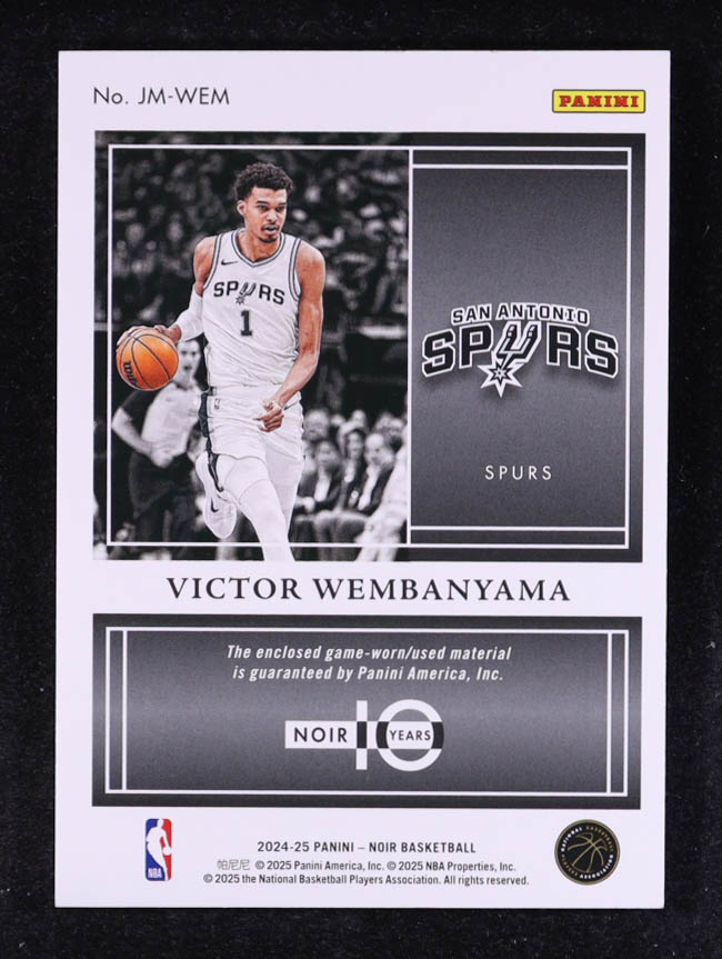 Victor Wembanyama 2024-25 Panini Noir Jumbo Material International #12 #06/20 at PristineAuction.com Victor Wembanyama 2024-25 Panini Noir Jumbo Material International #12 #06/20 at PristineAuction.com