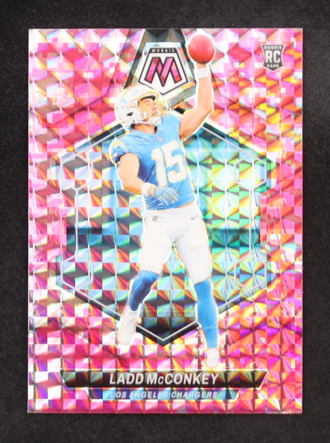 Ladd McConkey 2024 Panini Mosaic Mosaic Camo Pink #334 RC at PristineAuction.com Ladd McConkey 2024 Panini Mosaic Mosaic Camo Pink #334 RC at PristineAuction.com
