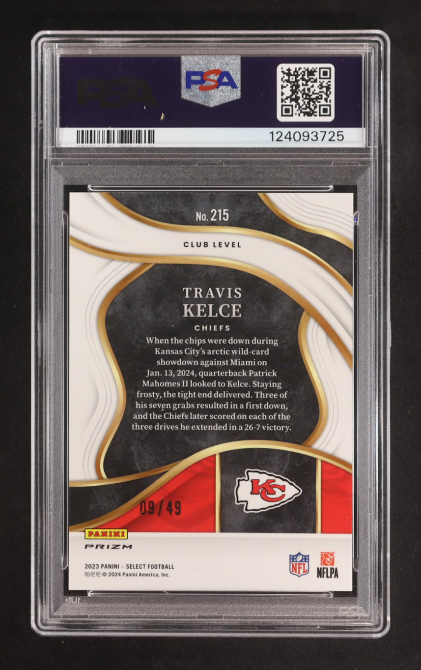 Travis Kelce 2023 Select Prizm Red #215 #09/49 (PSA 10) at PristineAuction.com Travis Kelce 2023 Select Prizm Red #215 #09/49 (PSA 10) at PristineAuction.com
