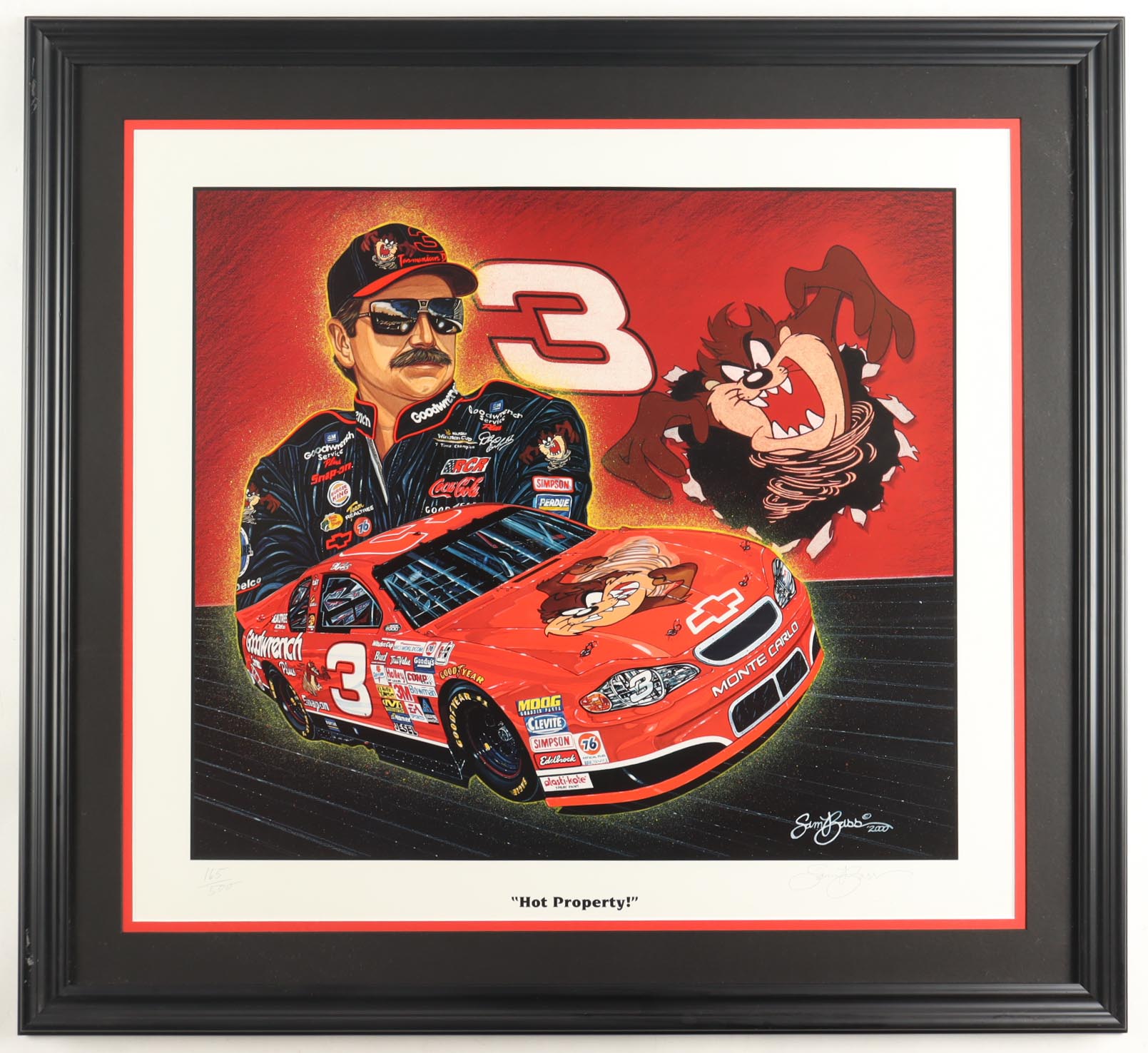Sam Bass Signed NASCAR LE "Hot Property" Custom Framed Art Print Display (Beckett) at PristineAuction.com Sam Bass Signed NASCAR LE "Hot Property" Custom Framed Art Print Display (Beckett) at PristineAuction.com