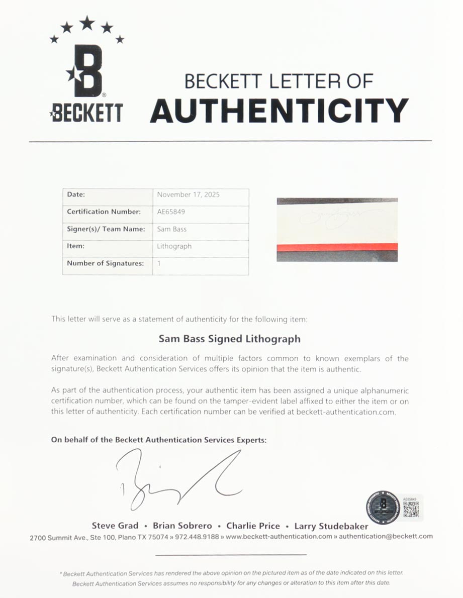 Sam Bass Signed NASCAR LE "Hot Property" Custom Framed Art Print Display (Beckett) at PristineAuction.com Sam Bass Signed NASCAR LE "Hot Property" Custom Framed Art Print Display (Beckett) at PristineAuction.com