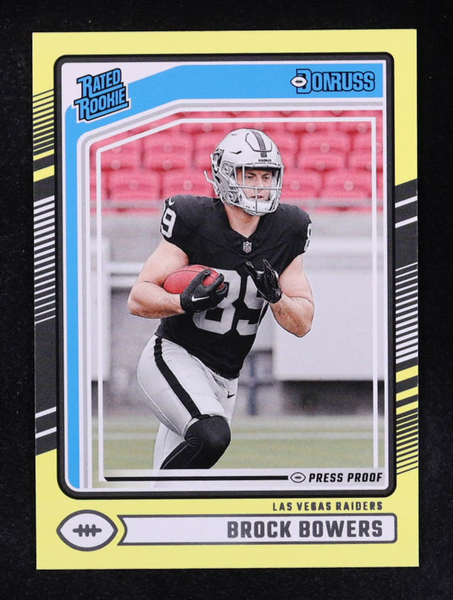Brock Bowers 2024 Donruss Press Proof Yellow #394 RR RC at PristineAuction.com Brock Bowers 2024 Donruss Press Proof Yellow #394 RR RC at PristineAuction.com