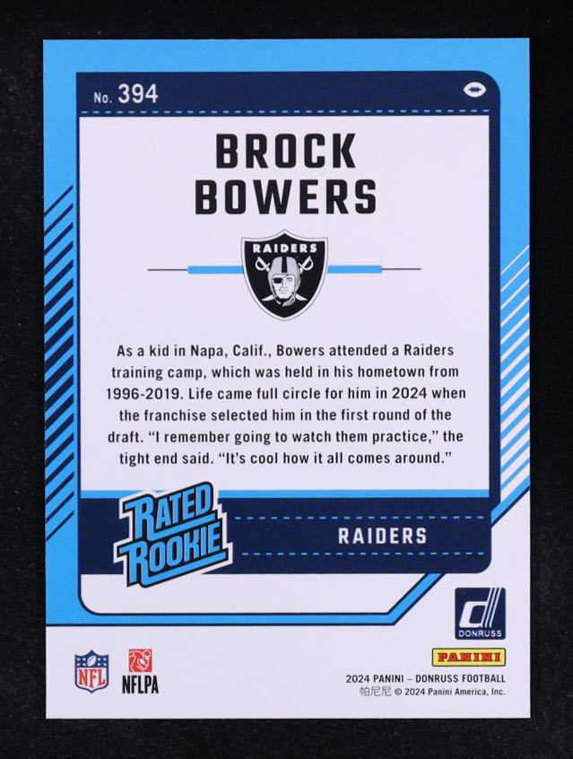 Brock Bowers 2024 Donruss Press Proof Yellow #394 RR RC at PristineAuction.com Brock Bowers 2024 Donruss Press Proof Yellow #394 RR RC at PristineAuction.com