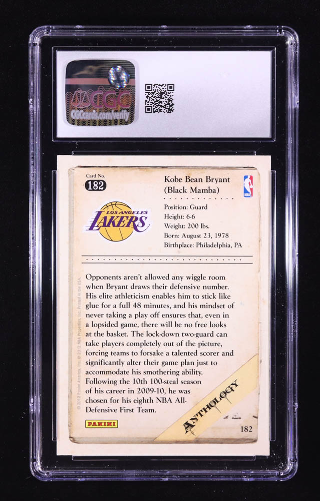 Kobe Bryant 2012-13 Panini Kobe Anthology #182 (CGC 10) at PristineAuction.com Kobe Bryant 2012-13 Panini Kobe Anthology #182 (CGC 10) at PristineAuction.com