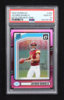 Jayden Daniels 2024 Panini Donruss RR Optic Preview Pink #389 RC (PSA 10) at PristineAuction.com