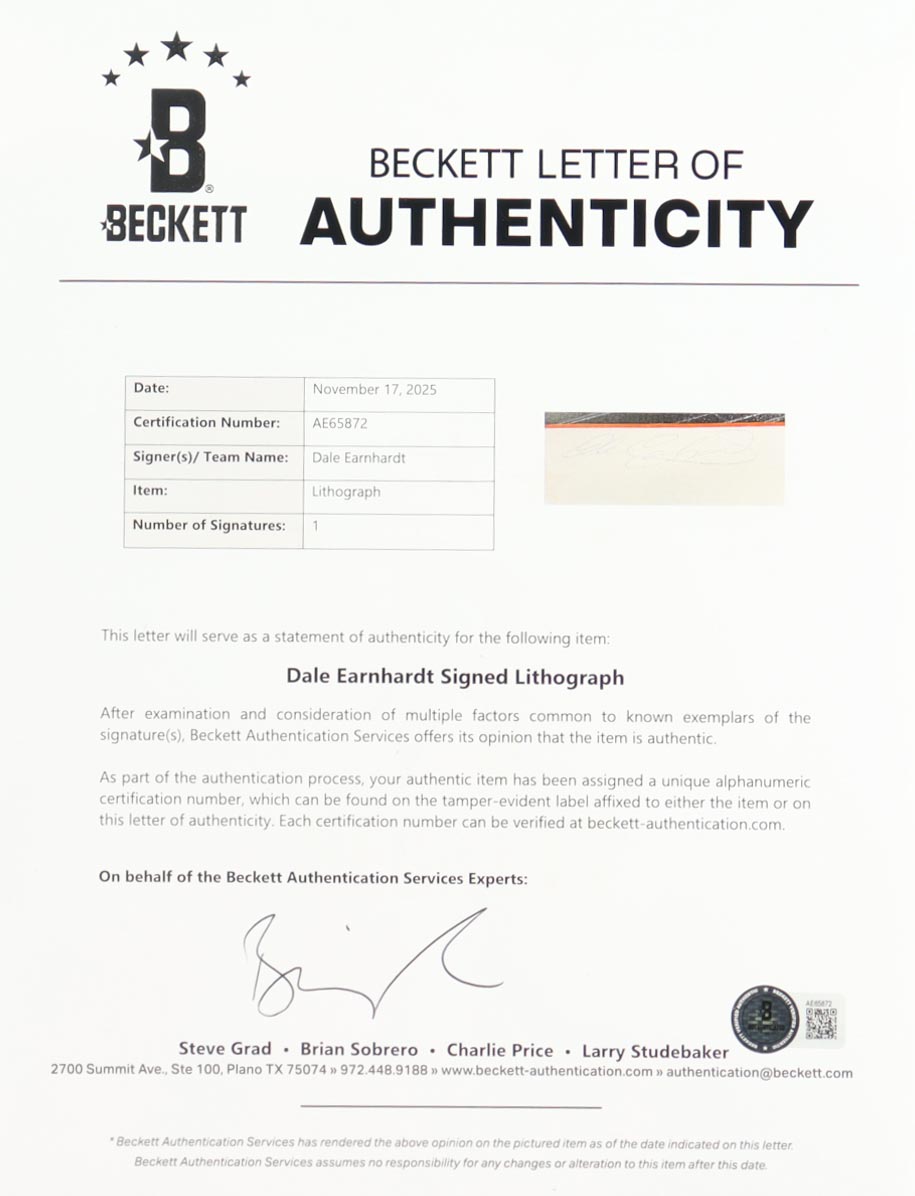 Dale Earnhardt Signed Custom Framed "Champion's Choice" Art Print Display By Sam Bass (Beckett) at PristineAuction.com Dale Earnhardt Signed Custom Framed "Champion's Choice" Art Print Display By Sam Bass (Beckett) at PristineAuction.com