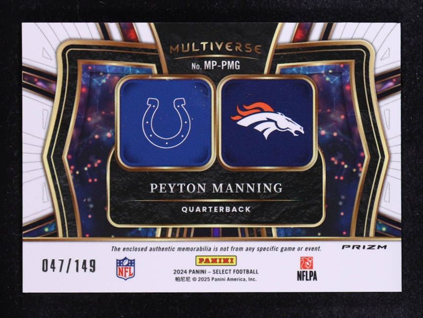 Peyton Manning 2024 Select Multiverse Dual Jerseys Prizm #20 #047/149 at PristineAuction.com Peyton Manning 2024 Select Multiverse Dual Jerseys Prizm #20 #047/149 at PristineAuction.com