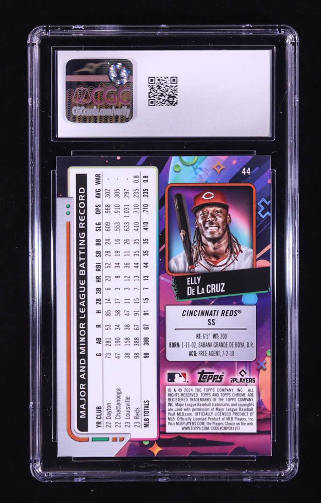 Elly De La Cruz 2024 Topps Cosmic Chrome #44 RC (CGC 10) at PristineAuction.com Elly De La Cruz 2024 Topps Cosmic Chrome #44 RC (CGC 10) at PristineAuction.com