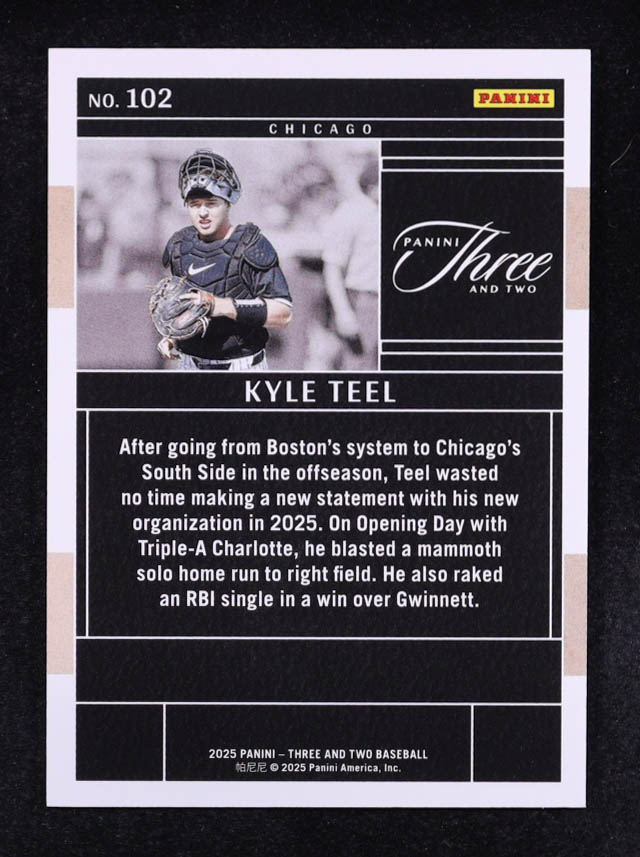 Kyle Teel 2025 Panini Three and Two #102 #47/99 RC at PristineAuction.com Kyle Teel 2025 Panini Three and Two #102 #47/99 RC at PristineAuction.com